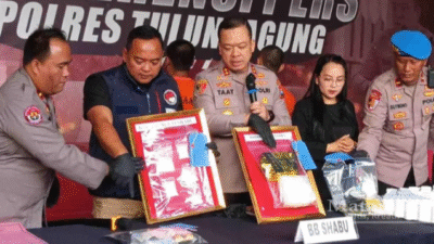 Polres Tulungagung Gulung Sindikat Jaringan Asia Tenggara, Sabu 1,2 Kilogram Jadi Barang Bukti